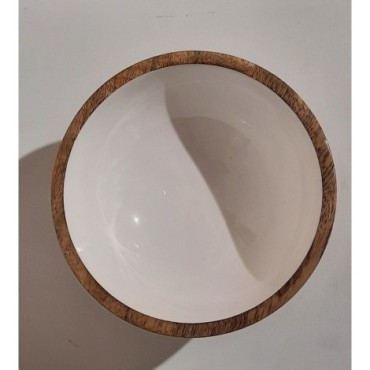 Saladier en manguier décor blanc 17cm